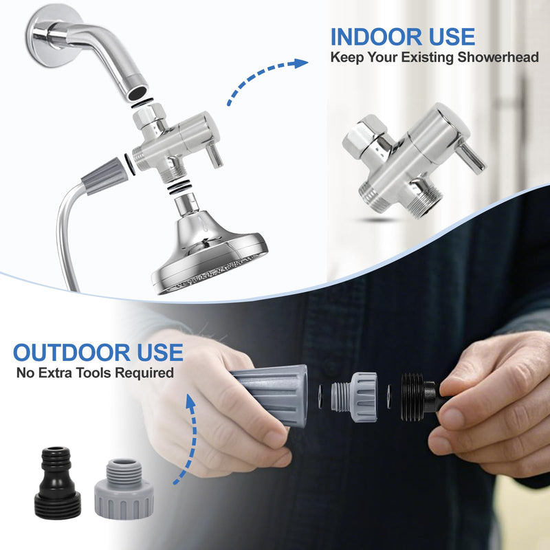 Dog Shower Attachment,Dog Shower With Brass Diverter,Pet Shower Attachment for 3 Spray Modes,8-Foot Hose With Indoor and Outdoor Adapters,for Bathing & Grooming Easy Dog/Cat Bathing and Cleaning - PawsPlanet Australia