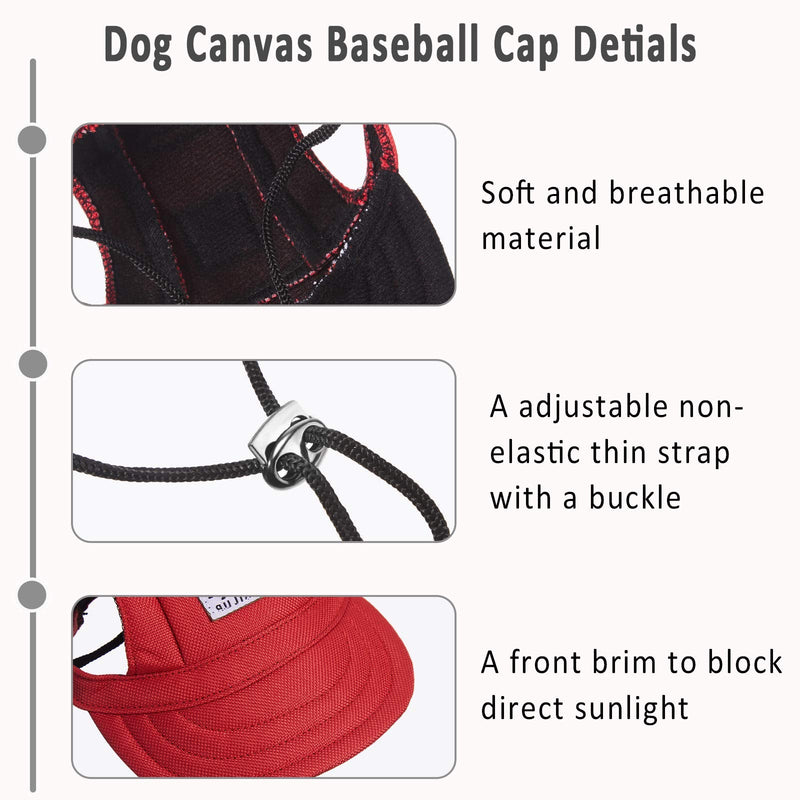 Geyoga 4 Pieces Dog Visor Hats Dog Baseball Hats Pet Sun Protection Hats Outdoor Sports Hats with Ear Holes Pet Baseball Hats with Adjustable Chin Strap for Extra Small Dogs