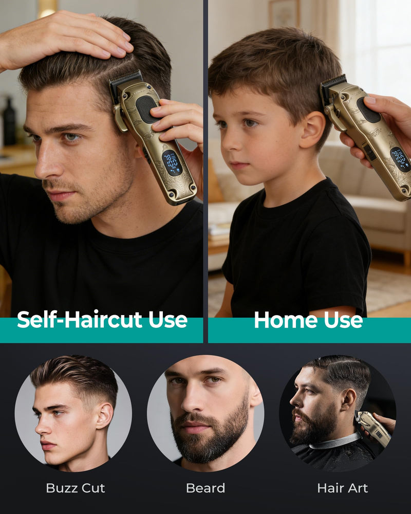 Hair Clippers for Men Professional, Cordless & Corded Barber Clippers for Hair Cutting with Package Case, Electric Grooming Kit for Home & Barber Use, LED Battery Display, Birthday Gift for Men
