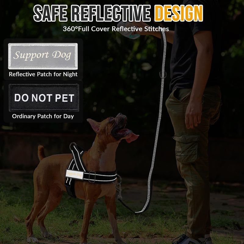 SlowTon No Pull Dog Harness - Heavy Duty Dog Harness and Leash Set for Medium Large Dogs, Reflective Tactical Harness with Soft Padded and Front Clip for Easy Walk and Training (Black L) Black - PawsPlanet Australia