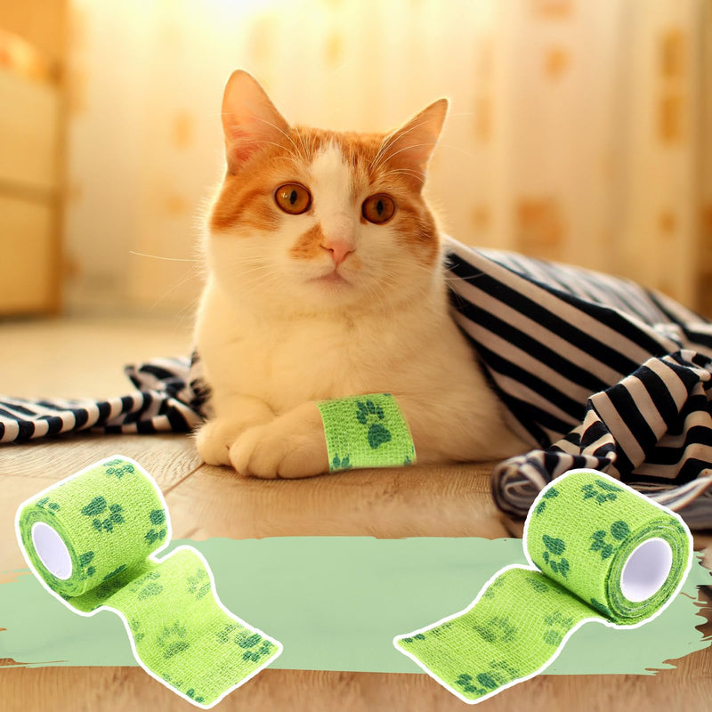 Geiserailie 6 Rolls No Chew Bandage for Dogs Self Adhesive Non-Woven Bitter Bandage Wrap for Dogs' Legs Paws Wounds Cats Animal, Green(2 Inches X 5 yd) about 2 inches x 5 yd/ 5 cm x 4.5 m - PawsPlanet Australia