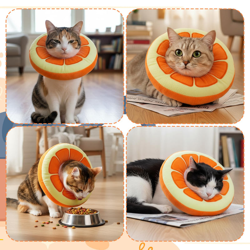 Kitten Cute Recovery Collar Soft Cat Cone Collar After Surgery to Stop Licking Adjustable Lightweight Elizabethan Neck Collar for Small Medium Large Cats Puppies Wound Healing, Orange