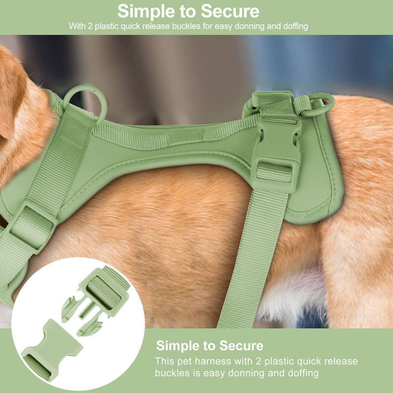 Wisedog No Pull Lightweight Dog Vest Harness with Soft and Comfortable Cushion, Breathable Mesh, for Small Medium Large Dogs Walking S(Neck: 9.84"-14.17";Chest: 14.17"-22.05") Mint Green - PawsPlanet Australia