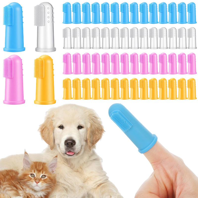 80 Pack Silicone Finger Toothbrush for Dogs and Cats Pet Tooth Brushing Kit with Soft Bristles for Teeth Cleaning and Gum Massage