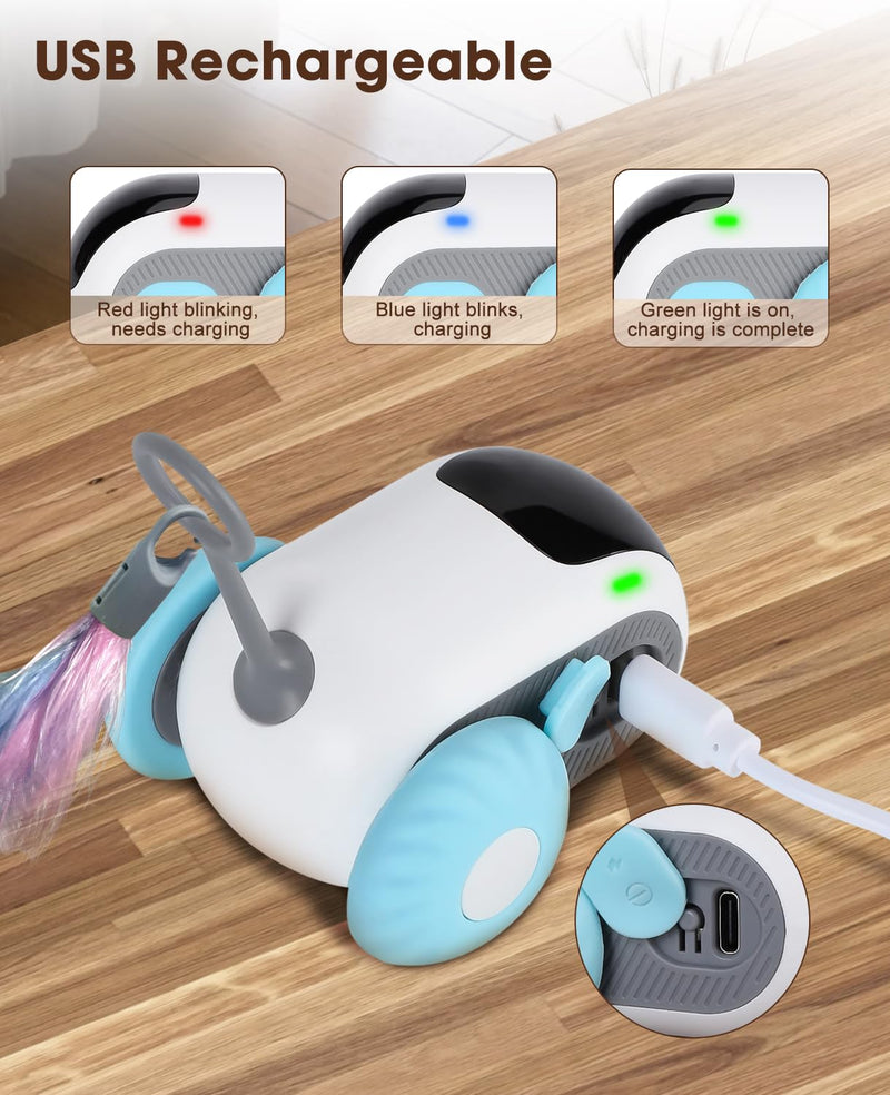 Cat Toys for Indoor Cats, Smart Interactive Cat Toy with Two-Speed Adjustment, Remote Control USB Rechargeable Automatic Cat Exercise Toys for Bored Indoor Adult Cats Kittens (Blue) Blue - PawsPlanet Australia