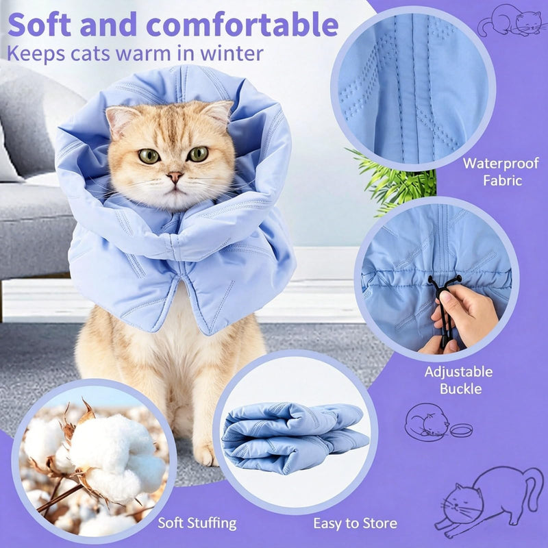 Adjustable Soft Cat Collar, Cat Collar, Breathable, Cat Collar After Surgery, Protective Collar Prevents Licking Wounds for Cats and Kittens, (Light Blue, M)