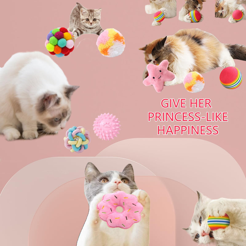 Cats Toy Set Interactive Cat Toys Pack Woolen Cat Toy Balls with Bell and Fuzzy Balls, Interactive Toys for Indoor Cats and Kittens, Chew Toys 12pcs - PawsPlanet Australia