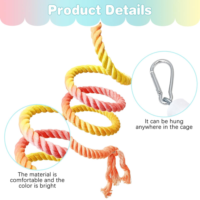 BNOSDM 3 Pcs Rope Perches for Bird Cages Gradient Sunset Color Bendable Climbing Rope Ladders & Swings Birds Cage Accessories Toy for Parakeets, Budgies, Cockatiels, Conures, Lovebirds - PawsPlanet Australia