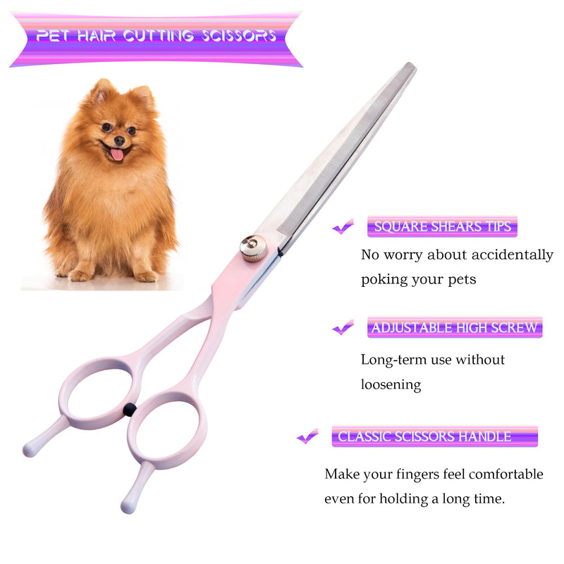 Dog Grooming Scissors Kit, Fcysy Professional Dog Trimming Scissors Set, Hair Cutting Scissors for Pet Dog Cat Grooming at Home, Curved Dog Scissors Pet Thinning Shears, Pet Grooming Supplies Pink 5 Pcs - PawsPlanet Australia