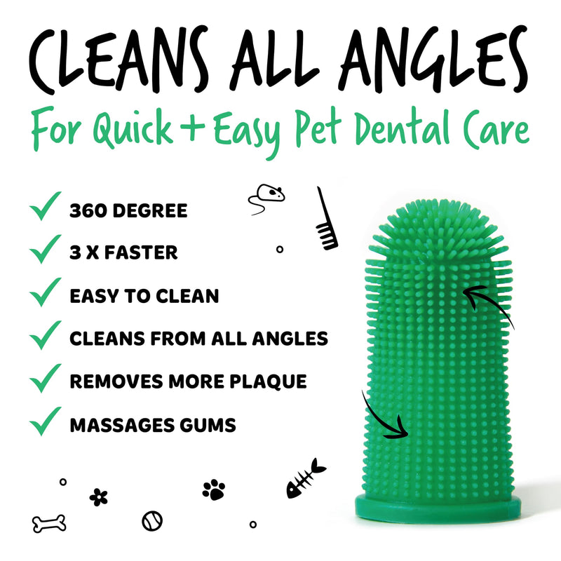 Bugalugs Dog Finger Toothbrush with 360 Degree Bristles- Teeth Cleaning Products Toothbrush & Cat Toothbrush Plaque Remover for Dogs use with Dog Toothpaste & Cat Toothpaste