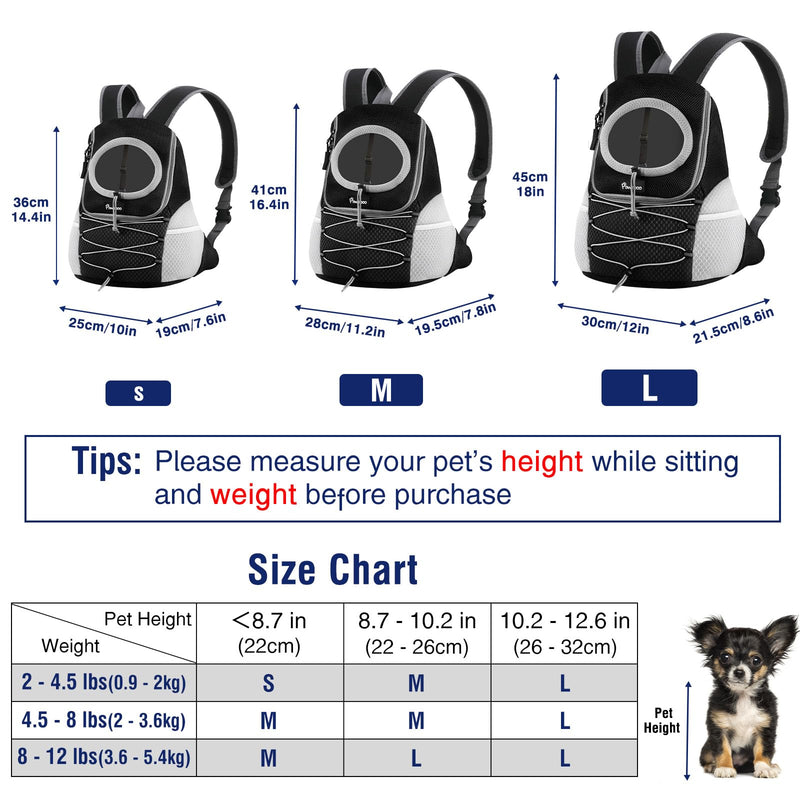 Pawaboo Pet Dog Carrier Backpack Large Size, Puppy Dog Travel Carrier Front Pack for Small Medium Dogs Cats, Adjustable Breathable Dog Carrying Backpack with Safety Strips for Travel Outdoors, Black L - PawsPlanet Australia