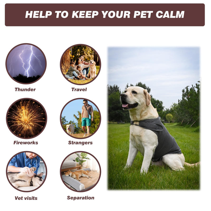Dog Anxiety Relief Calming Vest, Fireworks, Thunderstorm, Separation Canine Stress Relief Coat, Anti Anxiety Jacket for Dogs (Grey, M) Medium Grey - PawsPlanet Australia