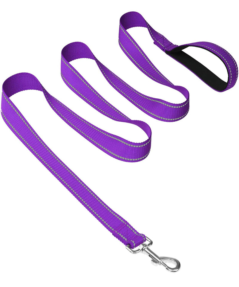 Joytale 6FT×1'' Dog Leash and Dog Collar (18-28"), Reflective Soft Neoprene Padded Pet Collars and Leashes for Extra Large Dog, Purple - PawsPlanet Australia
