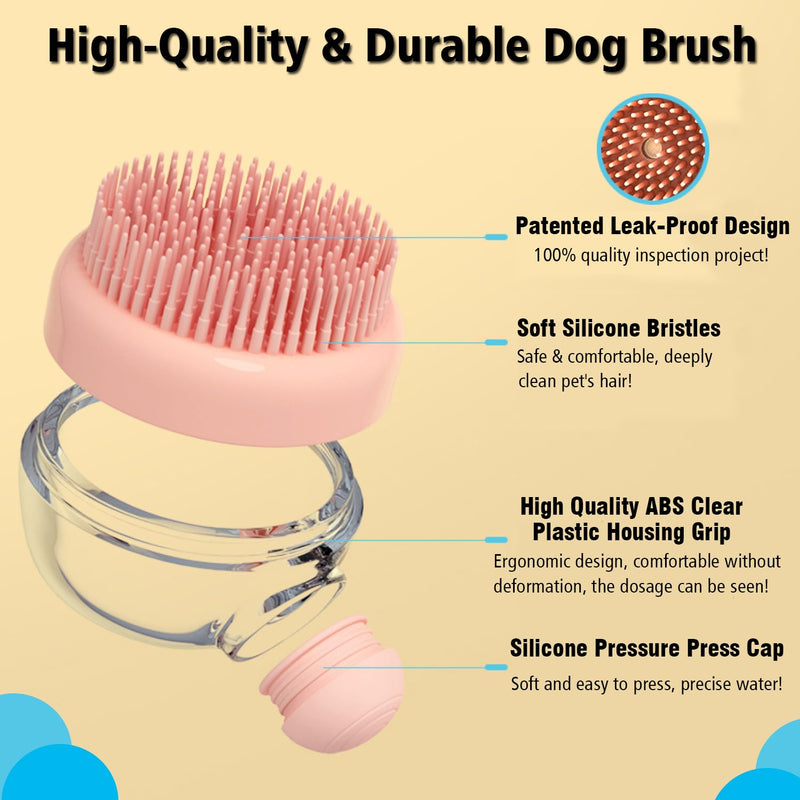 Dog Bath Scrubber Brush, 2 PCS Pet Dog Grooming Massage Shampoo Bath Brush with Soap and Shampoo Dispenser Soft Silicone Bristle for Long Short Haired Dogs Cats Shower Green & Pink - PawsPlanet Australia