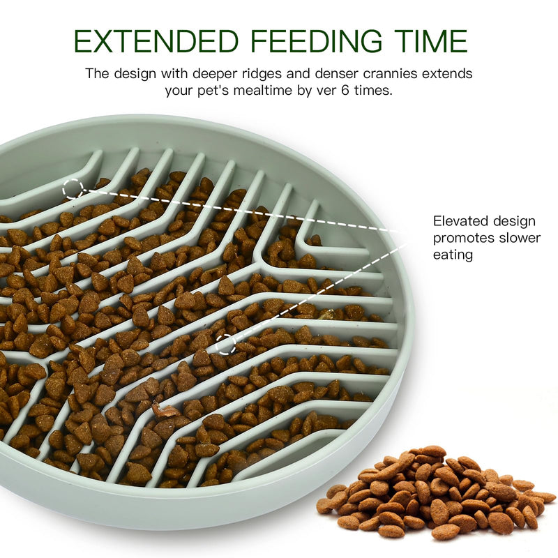 Slow Feeder Dog Bowls, Puzzle Silicone Dog Feeding Bowls with Suction Cups, Anti-Choking, Non-Slip Design, Reduces Boredom, Anxiety, ideal for Medium to Small Dogs & Cats - XAQMHSW Green - PawsPlanet Australia