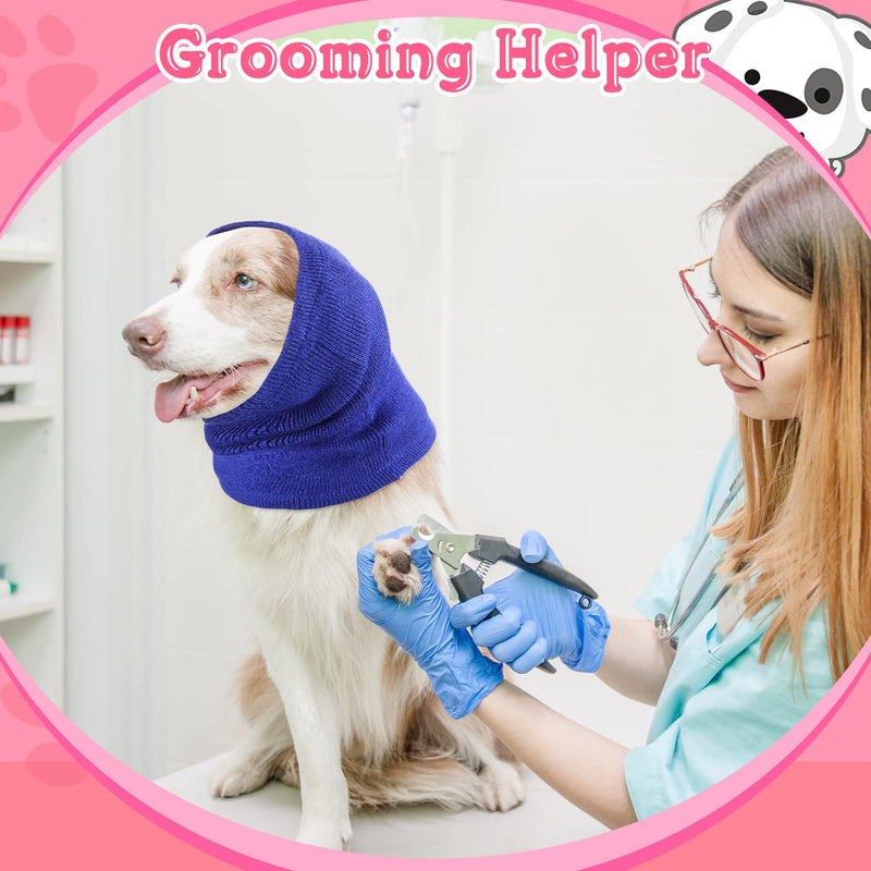 Saintrygo 4 Pcs 3 Size Snoods for Dogs Pet Dog Ear Wrap Cover Dog Sound Proof Ear Muffs for Dogs Barking and Bathing Warm Winter Dog Ear Scarf for Calming Pet(Gray, Pink, Blue, Purple) Gray, Pink, Blue, Purple - PawsPlanet Australia