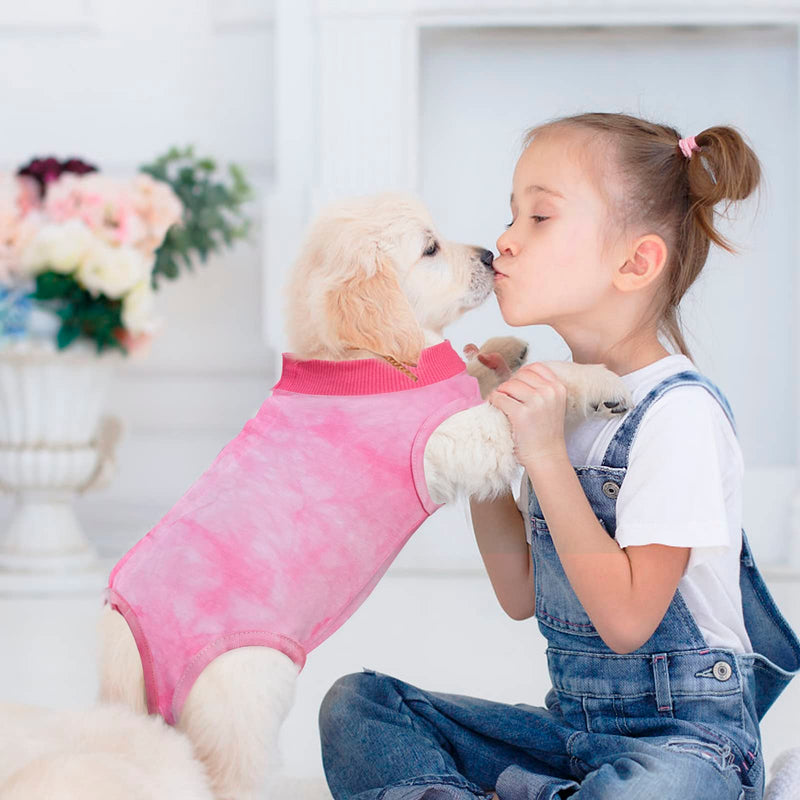 Dog Surgery Recovery Suit, Tie Dye Pet Surgical Suit for Female Dogs, Cone E-Collar Alternatives Abdominal Wounds Protector, Neuter Dog Anti-Licking Onesie for Small Medium Large Dogs, Small Pink - PawsPlanet Australia