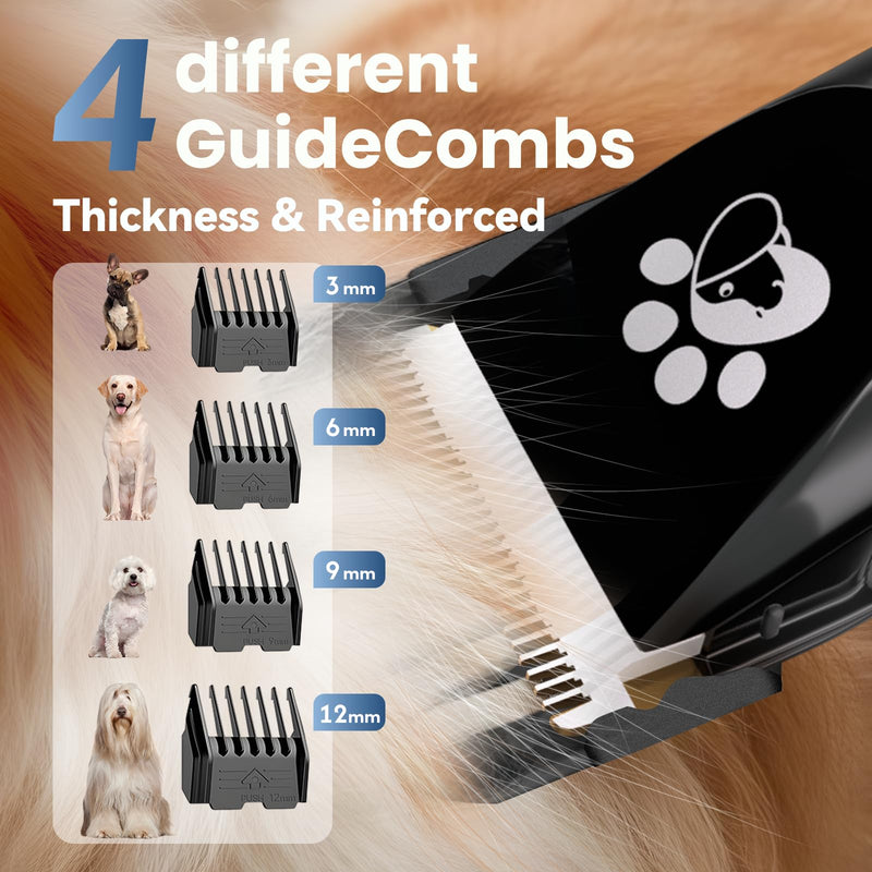Dog Clippers, Dog Grooming Kit, 2-Speed Low Noise IPX5 Waterproof LED Display Professional Cordless Pet Hair Trimmer, Suitable for Small Medium Dogs & Cats