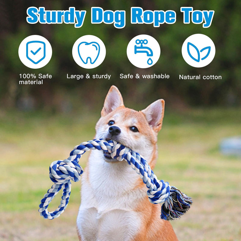 UPSKY Dog Rope Toys 2 Nearly Indestructible Dog Toys, Dog Toy for Medium to Large Breed, Dental Cleaning Chew Toys, Dog Tug Toy for Boredom, Dog Teething Toys, Dog Rope Toy for Aggressive Chewers B-Blue&Green