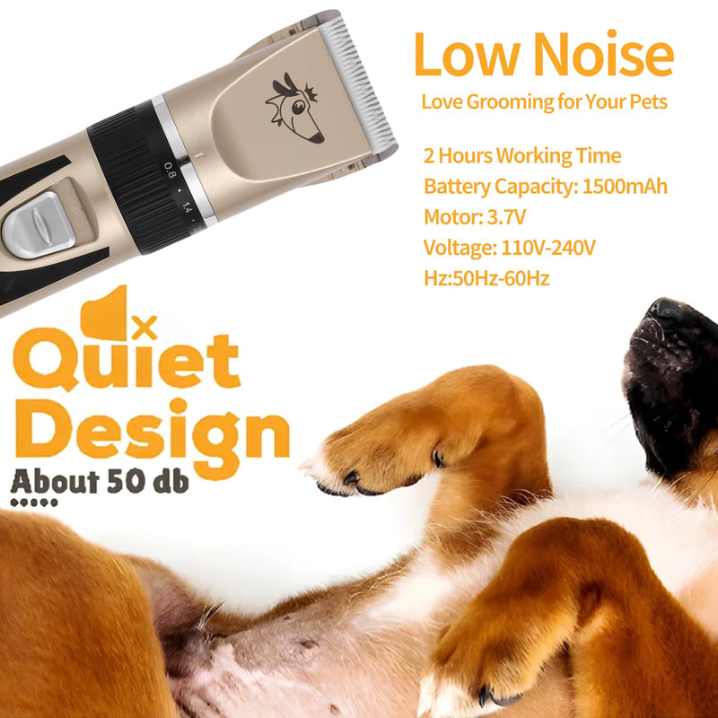 Aovdy Dog Clippers Grooming Kit Dog Shaver Clippers Hair and Paw Electric Cleaning Hair Clippers Set for Dogs Cats Rabbit (Gold, Scissor Set+Foot Shaving Blade) - PawsPlanet Australia