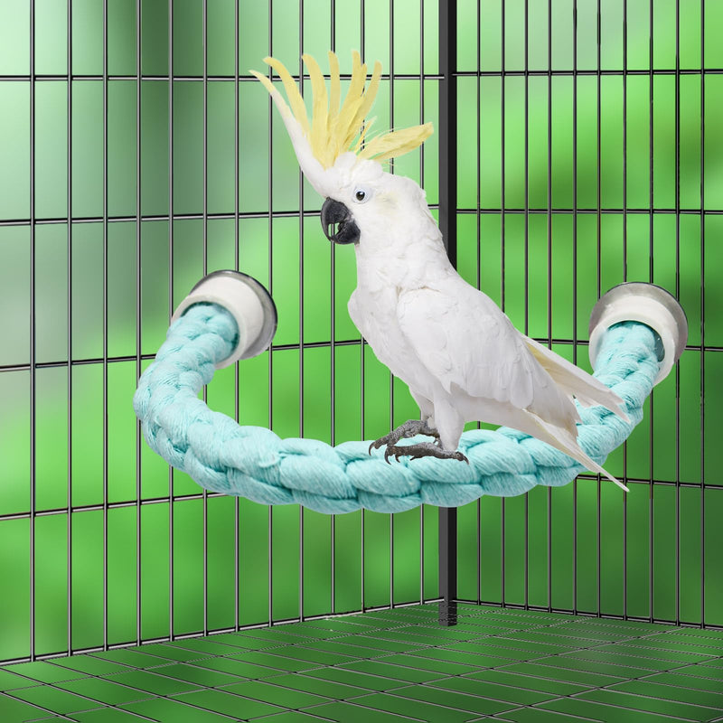 U Shape Bird Parrot Perch Stand Toy, Cotton Bendable Parakeet Standing Climbing Rope Toy, Cage Accessory for Small Birds Parakeet Budgies Cockatiels Lovebirds (15"/38 cm) 15"/38 CM - PawsPlanet Australia