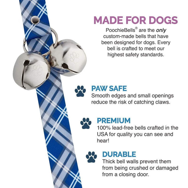 PoochieBells Handcrafted Dog Doorbell for Potty Training – Easy & Quick, Doggie-Safe USA-Made Dog Door Bell with Perfect Sound, Dog Trainer-Recommended for Over 20 Years, Starry Night Plaid - PawsPlanet Australia