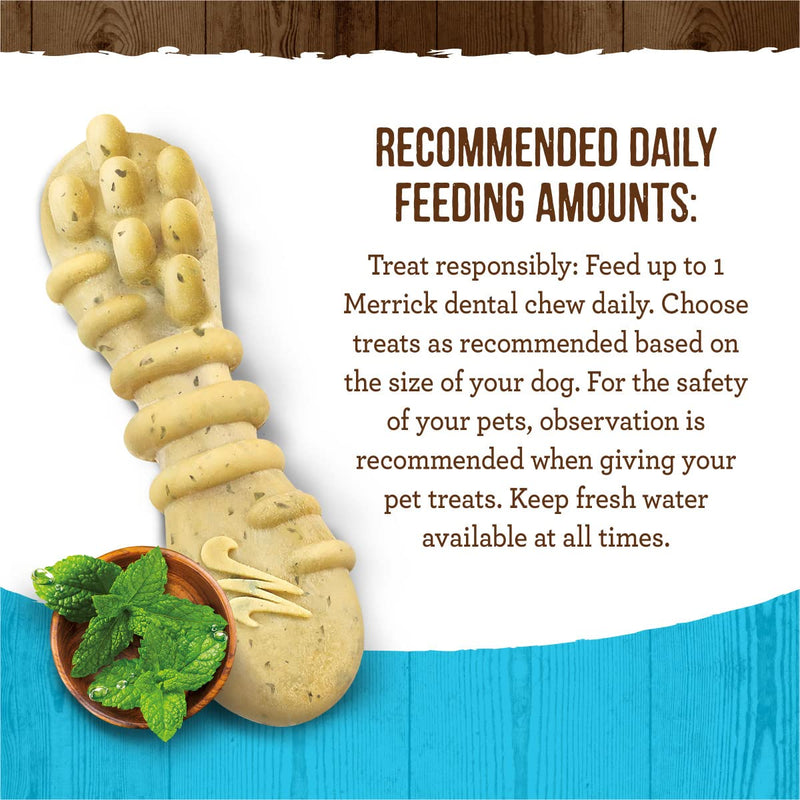 Merrick Fresh Kisses Natural Dental Chews Toothbrush Treat Shape Infused With Real Mint For Tiny Dogs 5-15 Lbs - 78 ct. Box 78 Count (Pack of 1)