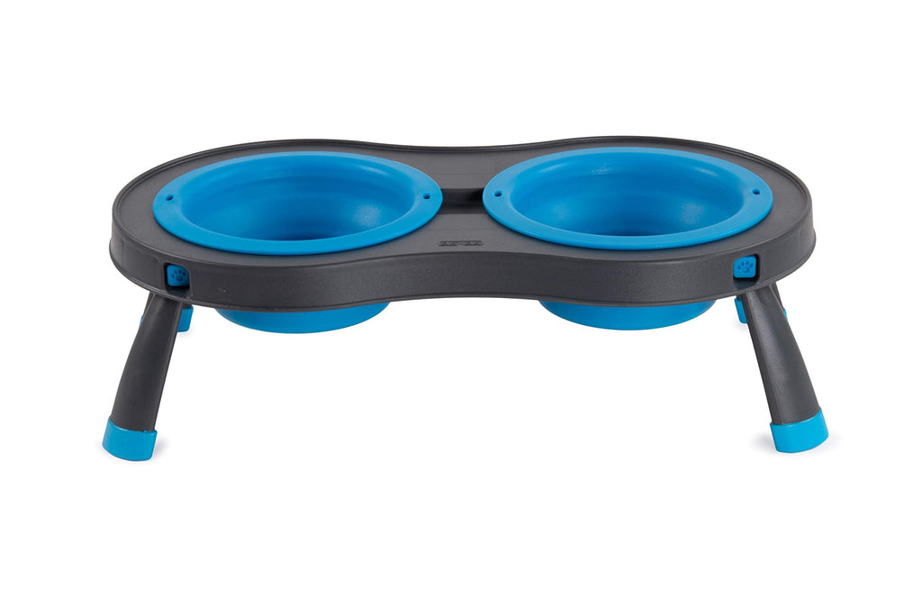 Dexas Double Elevated Feeder Small Pro Blue Small/1 Cup Capacity Bowls - PawsPlanet Australia