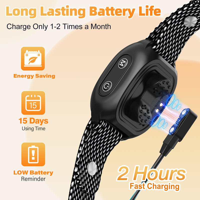 Dog Bark Collar, Bark Collars for Small Medium Dogs, Thunbest No Shock Anti Barking Collar – 4 Modes & 8 Sensitivity Levels – IP67 Waterproof, Rechargeable, Magnetic Charging Black Q12 Black