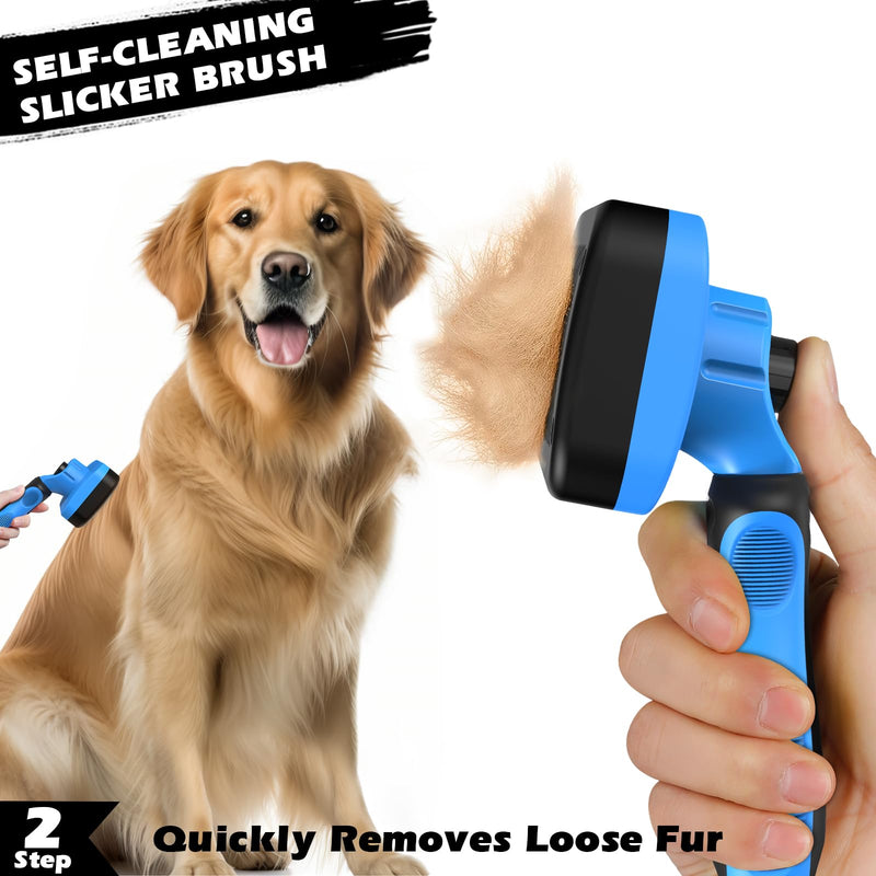 7 in 1 Pet Grooming Kit - Dog&Cat Comb, Deshedding Brush, Nail Clipper with File, Bath Brush - Premium Pet Supplies (Blue) C-7PCS Blue - PawsPlanet Australia
