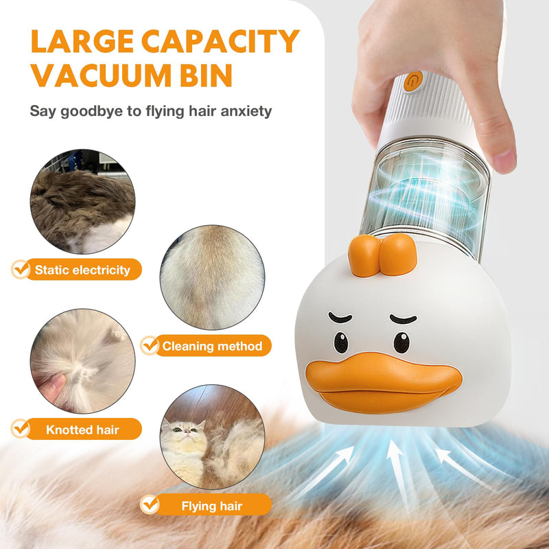 Cat Dog Grooming Vacuum Kit with Brush, Low-Noise Pet Hair Shedding Trimming Grooming for Indoor Cats Dogs, 4 in 1 Pet Vacuuming Groomer for Long or Short Haired Kitten Accessories(White) - PawsPlanet Australia