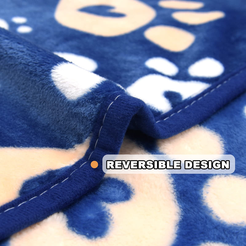 Dog Blanket, Soft Fleece Dog Blankets for Large Dogs, Fluffy Flannel Pet Cat Puppy Blanket Mat Cover for Bed Couch, Cute Paw Print Throw Blanket for Dogs, Blue 60"X50" 60" X 50" - PawsPlanet Australia