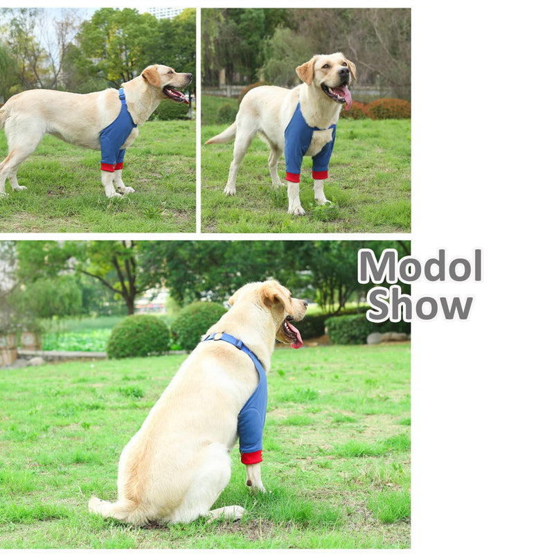 Dog Surgery Recovery Sleeve for Front Legs, Pet Prevent Licking Wound Elbow Brace Protector, Dog Recovery Suit for Sprain Arthritis_Blue(XL) XL Blue