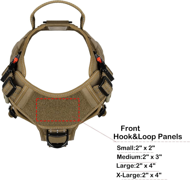 Tactical Dog Harness,X-Large Size, 2X Metal Buckle,Working Dog MOLLE Vest with Handle,No Pulling Front Leash Clip,Hook and Loop Panel - PawsPlanet Australia