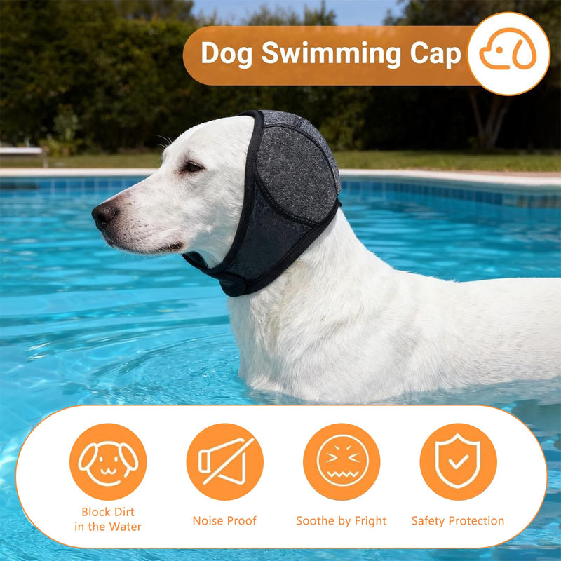 Dog Snood Swim Ear Protectors, Adjustable Dog Ear Muffs Noise Protection, Quiet Ears for Dogs for Noise Canceling, Anxiety Relief, Swimming,Grooming(Gray, S)