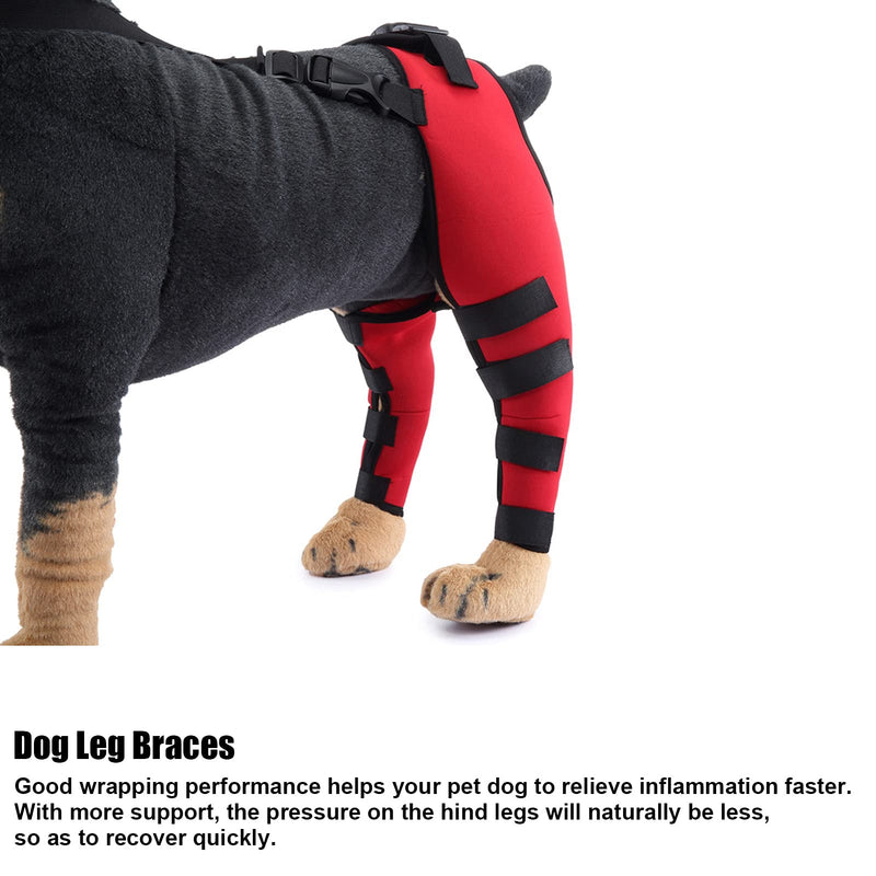 GLOGLOW 1 Pair Dog Hind Leg Braces, Dog Rear Leg Hock Wraps Canine Elbow Protector for Ligament Injuries Sprains(Red M) Boots - PawsPlanet Australia