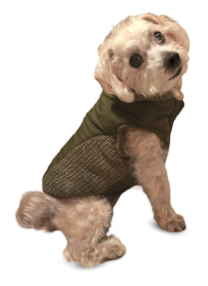Fashion Pet /Sweater Trim Puffy Coat/Dog Coat/Olive/Large Large Olive - PawsPlanet Australia