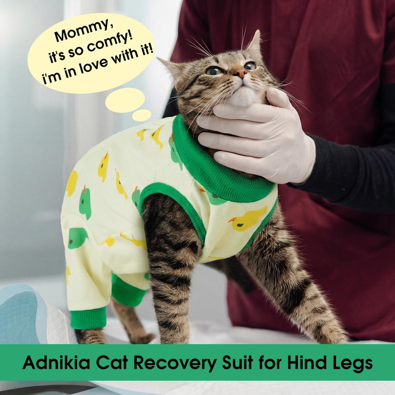 Cat Recovery Suit with Hind Legs, Breathable Onesie After Surgery Female for Abdominal Wounds or Skin Diseases, Anti-Licking Full Body Pet Surgical Pajamas, E-Collar Alternative Wear Large Duck