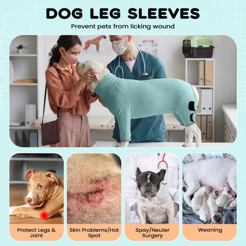 Postoperative Dog Suit, Non-Irritating Skin-Friendly Material, Anti-Licking Healing Protection, Adjustable Fit Pet Clothes, Green, L Large