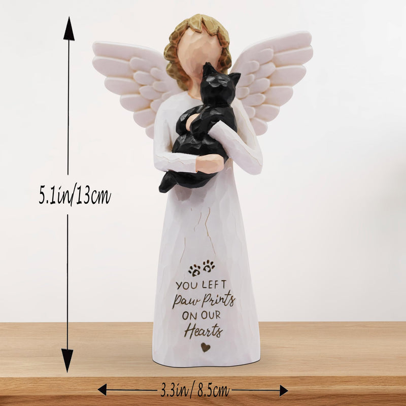 Cat Memorial Gifts, Pet Cat Remembrance Gifts, Loss of Cat Sympathy Gifts for Cat Mom, Passed Away Cat Gifts, Hand-Painted Figurines Angel Cat (Black) Black - PawsPlanet Australia