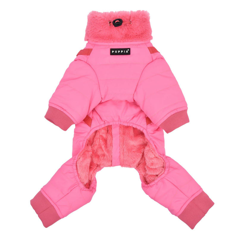 Puppia Everson Dog Jumpsuit Winter Season Intrgrated Harness for Small and Medium Dogs, Pink, Medium Pink_Everson - PawsPlanet Australia