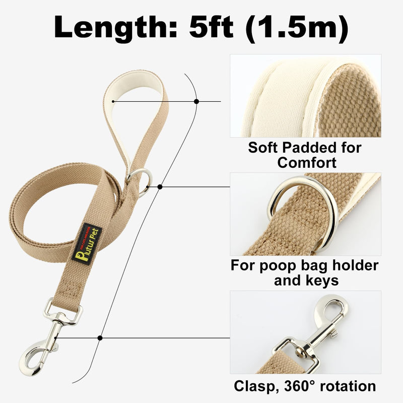Plutus Pet Cotton Dog Harness and Lead Set, Reflective and Soft Padded, Quick Fit Vest Harness, for Small, Medium and Large Dogs, Beige, XS X-Small - PawsPlanet Australia