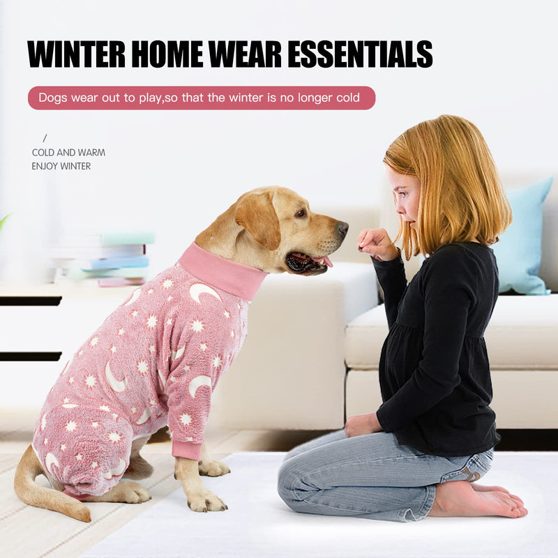 Winter Pajamas for Dogs Anti Hair Shedding Suit Dog Jumpsuit Prevnet Shedding Hair Glow in The Dark (Pink, XXL) pink - PawsPlanet Australia