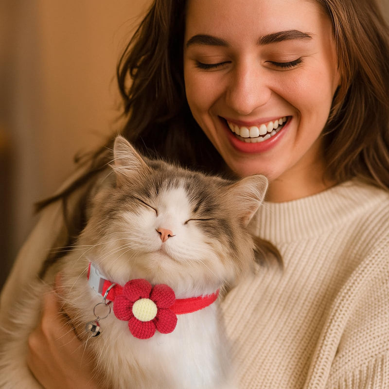 4 Pcs Breakaway Kitten Collar with Flower Cat Collar with Bells Breakaway Flower Kitten Collars Adjustable Safety Pet Collars for Cats Puppy and Small Pets - PawsPlanet Australia