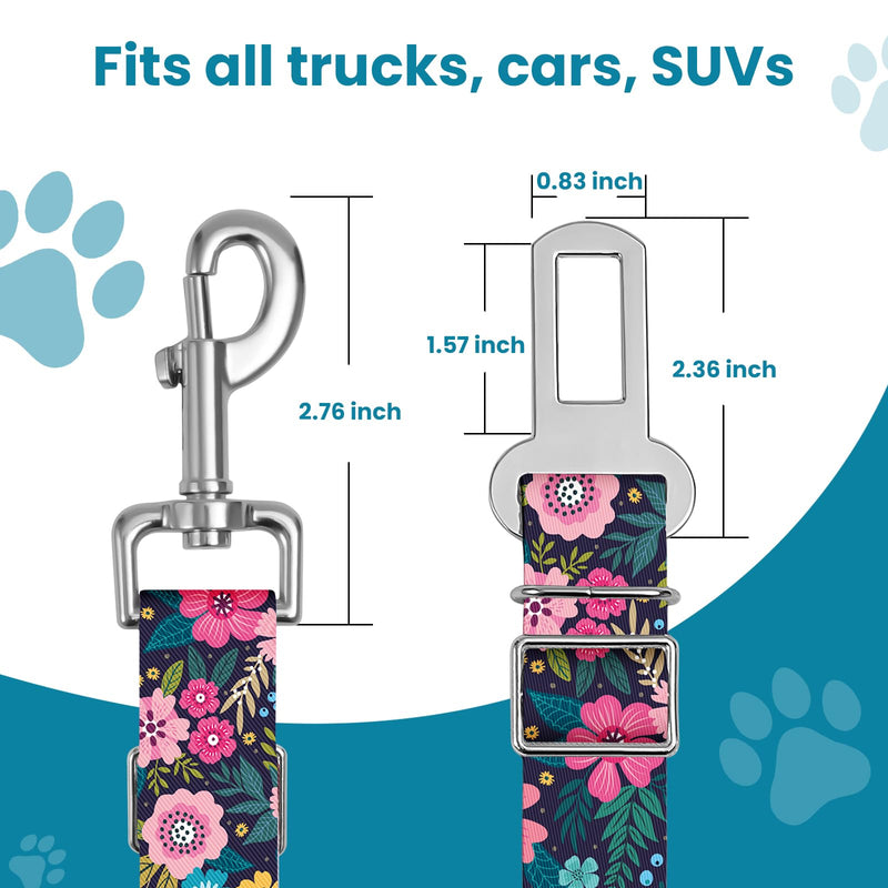 Adjustable pet cat and Dog car seat Belt，The Lanyard is Flexible and Adjustable from 20 to 33 inches (Floral) floral - PawsPlanet Australia