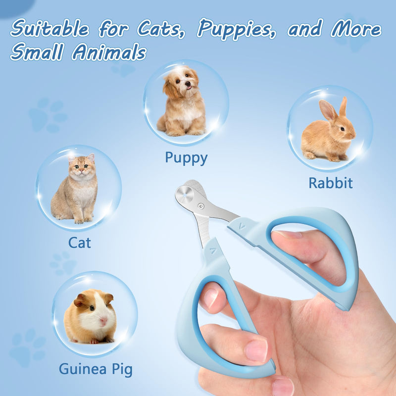 Cat Nail Clipper, Cat Nail Trimmer with Positioning Round Hole, Sharp Non-Slip Handle Cat Claw Clipper, Safe Indoor Cat Nail Clipper, Pet Nail Clipper for Cats, Puppies and More Animals - Blue - PawsPlanet Australia