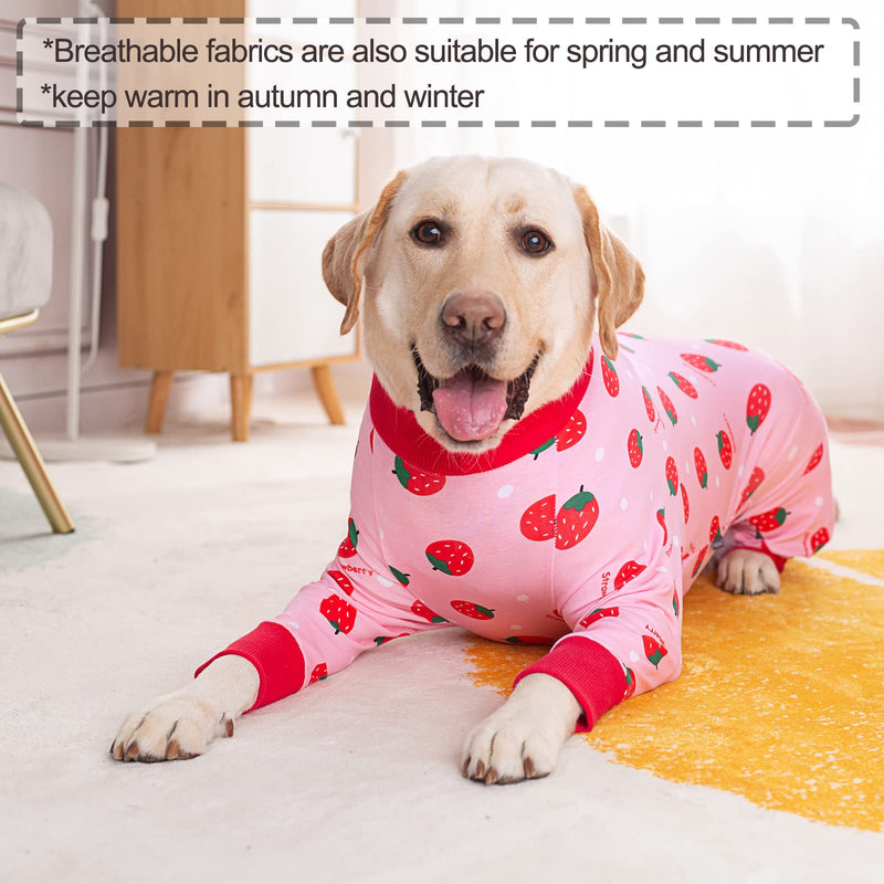 Dog Recovery Suit After Surgery Soft Long Sleeve Dog Neuter Shirt Cone Alternatives, Prevent Licking Dog Surgical Onesies for Large Medium Dog Shedding Suit (5X-Large, Strawberry) 5X-Large