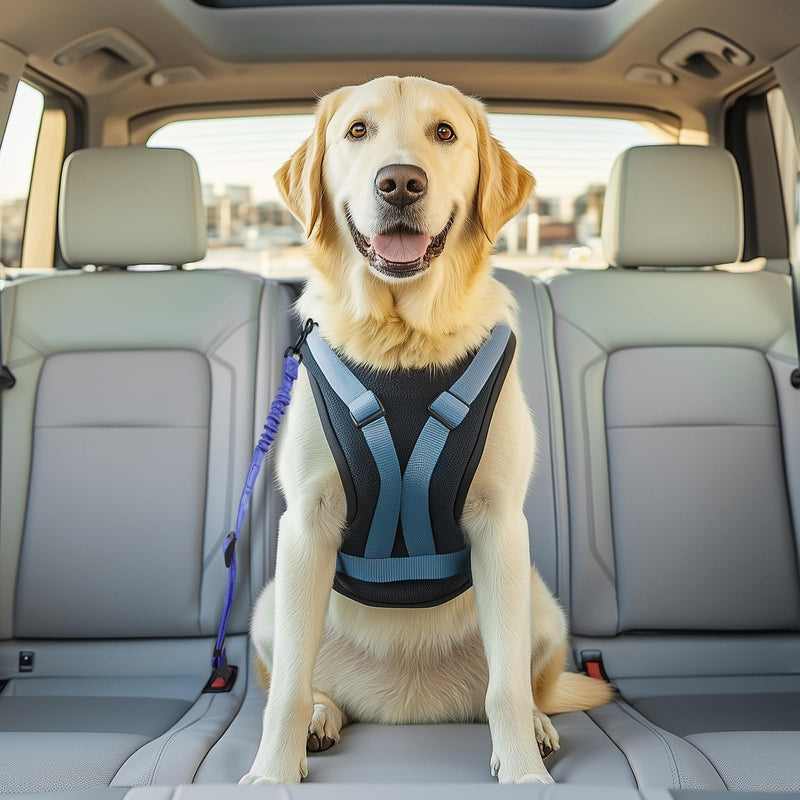 3 Pack Thickened Dog Seat Belt, Set Retractable Dog Car Adjustable Seatbelts for Vehicle Nylon Pet Safety Heavy Duty & Elastic & Durable Car Harness for Dogs, Blue Dark blue - PawsPlanet Australia
