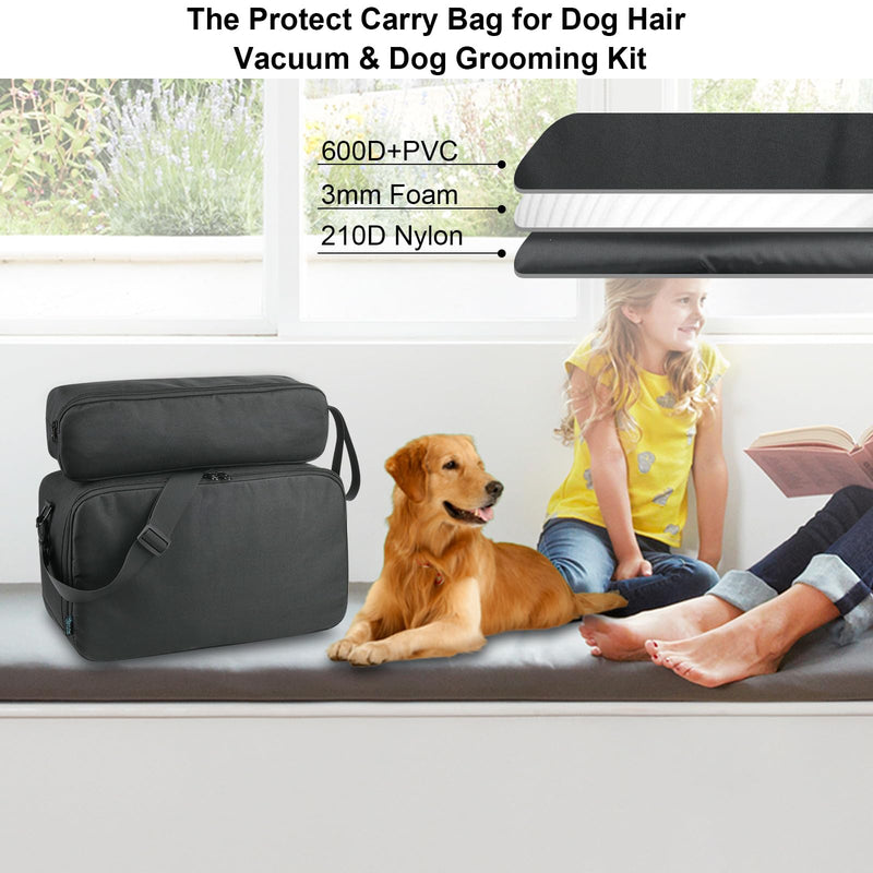 Beautyflier Pet Grooming Supplies Organizer, Protective Tote Bag Case for Pet Grooming Kit & Vacuum Suction Dogs Cats Hair, Travel Pouch Bag for Pet Dog Grooming Vacuum Kit, Bag Only (Black) Black - PawsPlanet Australia