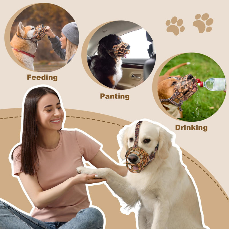 Dog Muzzle to Prevent Biting, Basket Muzzles for Large Medium Small Dogs Allows Panting Drinking Anti Chewing, Perfect for Grooming Trimming Training and Aggressive Reactive Dogss (Brown, Size 5) Brown